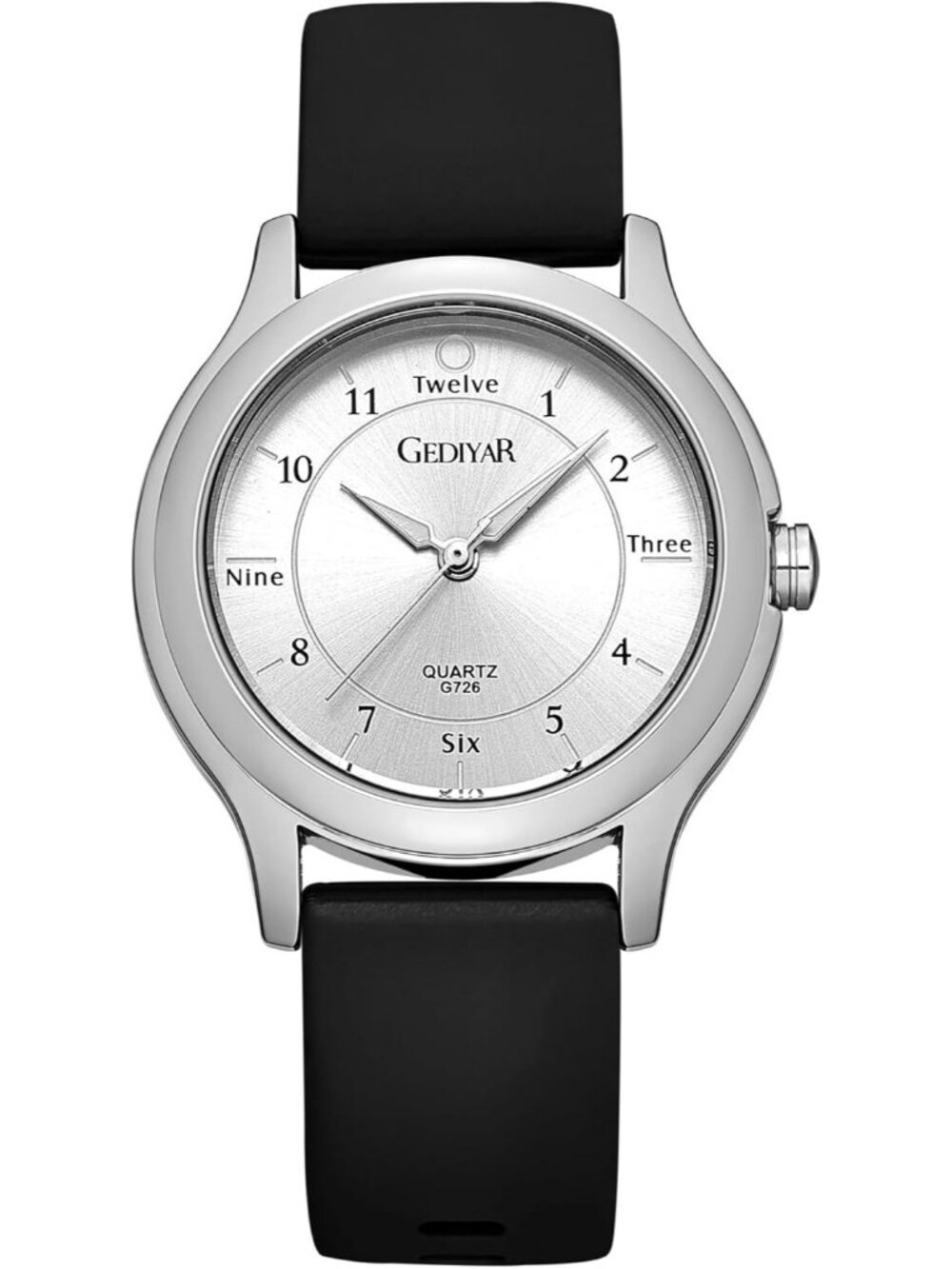 Women's Silver Analog Quartz Rubber Silicone Band Waterproof Nursing Wrist Watch